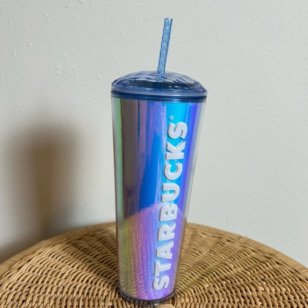 Starbucks 2023 Summer‎ Iridescent Venti Tumbler Cup Dome Lid Straw Cup